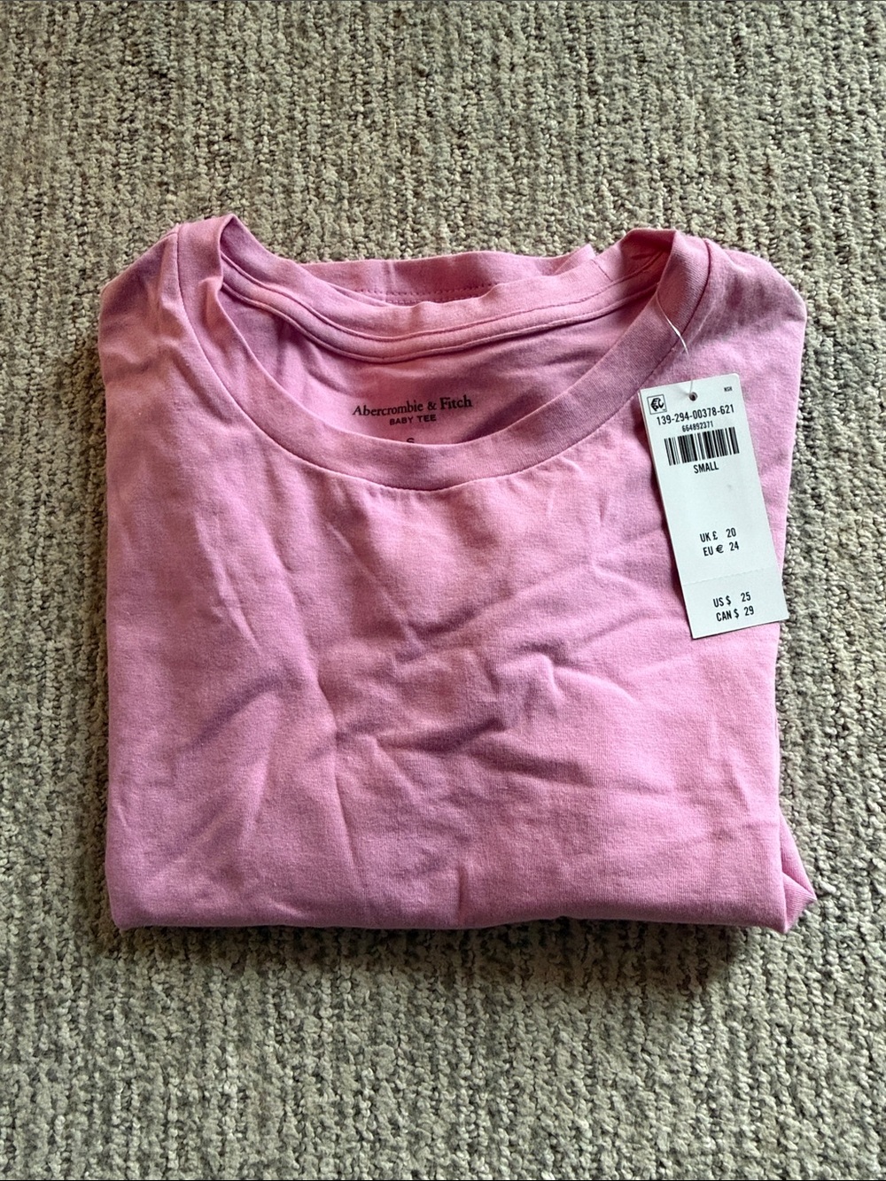 Abercrombie & Fitch Pink Crewneck Essential Baby Tee NWT